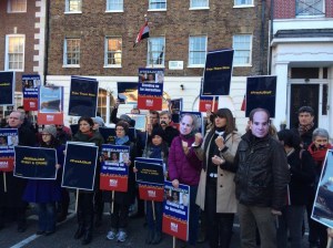 Protest for jailed journalists in Egypt 29 Dec 2014